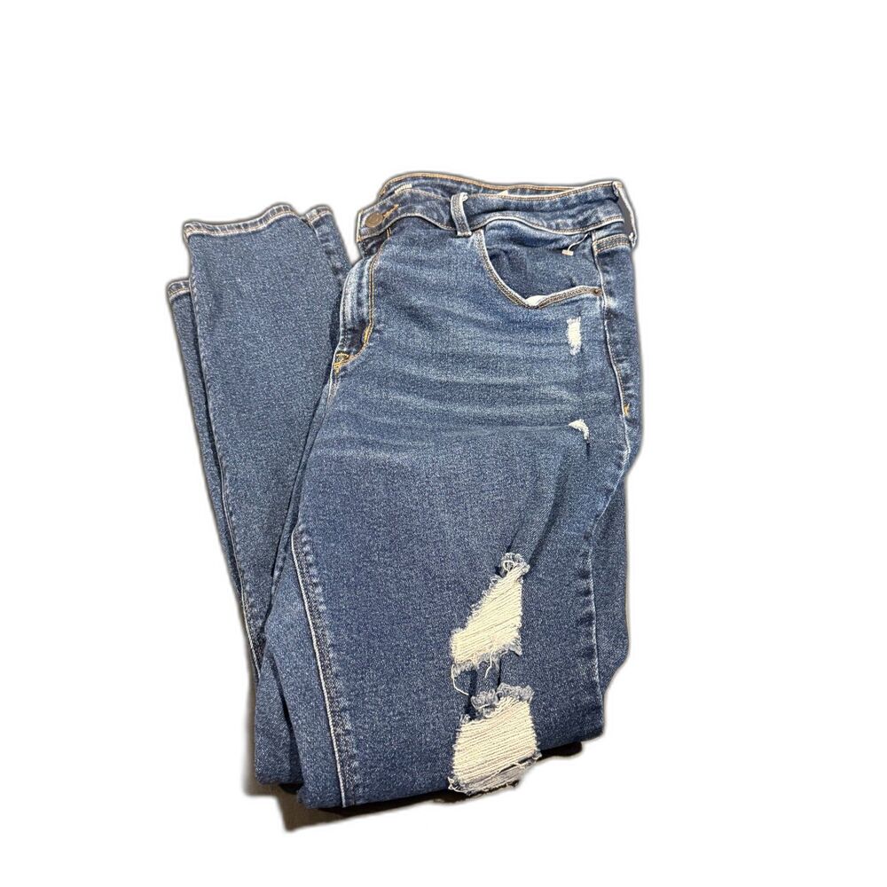 16 Old Navy Rockstar super skinny mid rise jeans dark blue